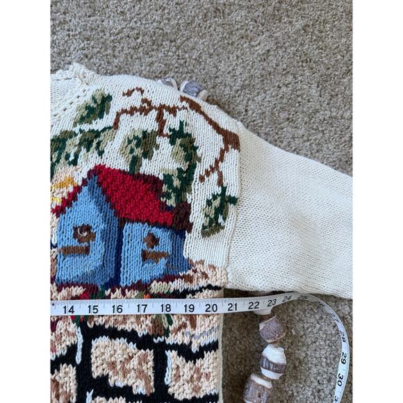 Vintage Y2K 90s Tiara Knit Fall Scarecrow Pumpkin Patch Sunflower Farm Sweater - Picture 8 of 9